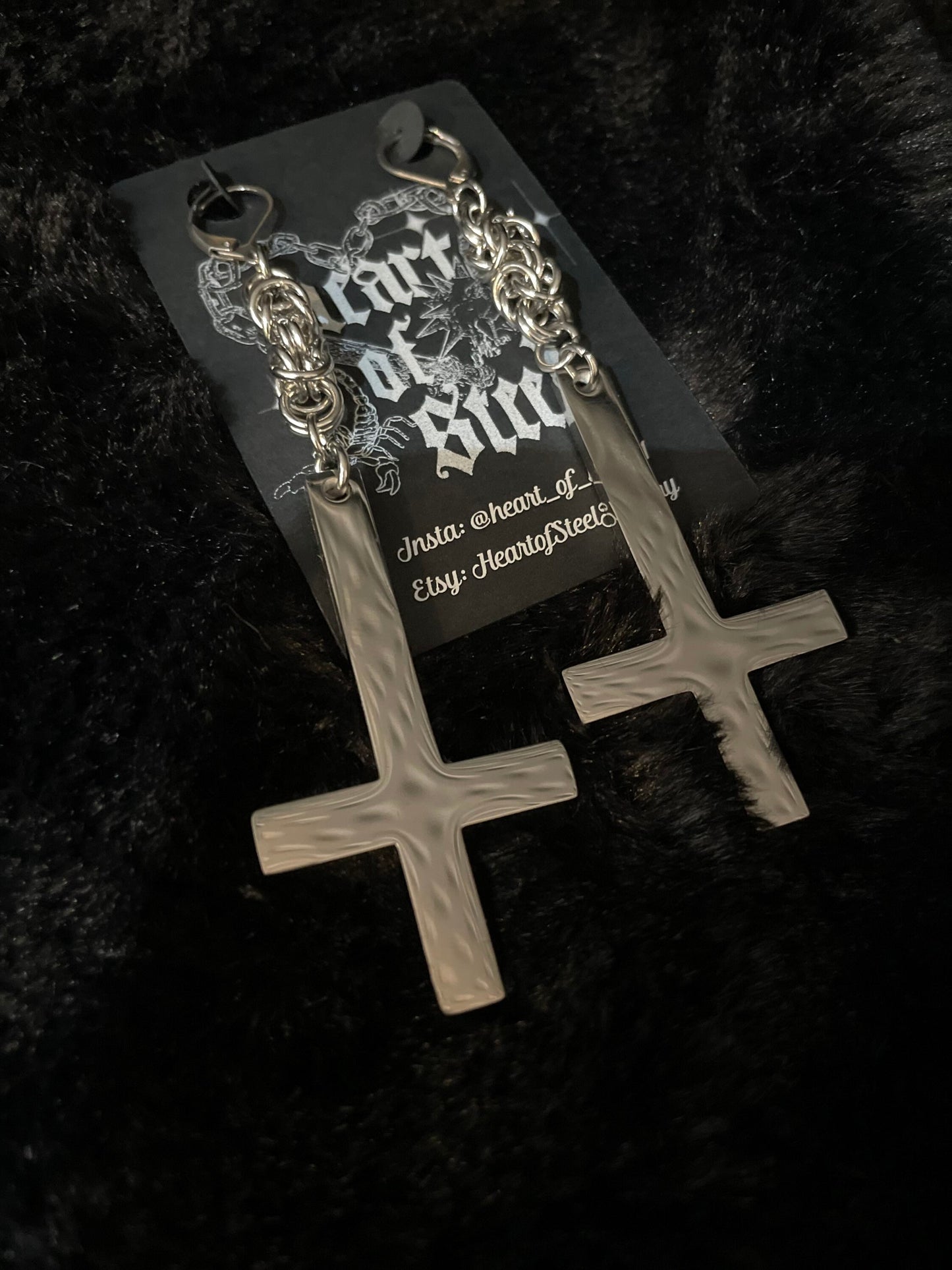 Inverted cross earrings