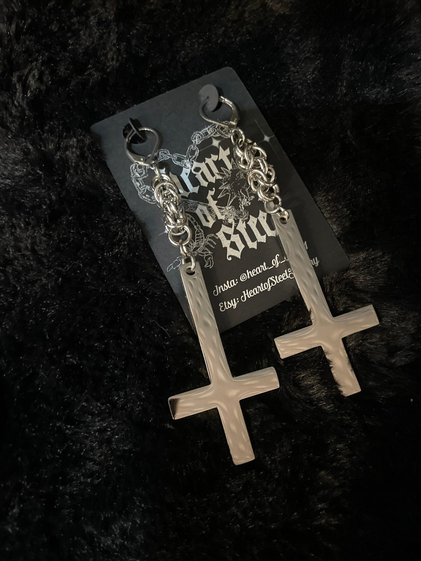 Inverted cross earrings