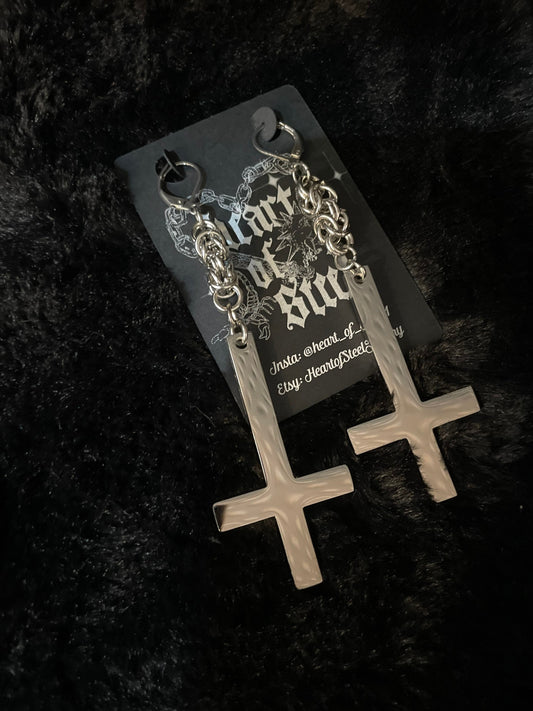 Inverted cross earrings