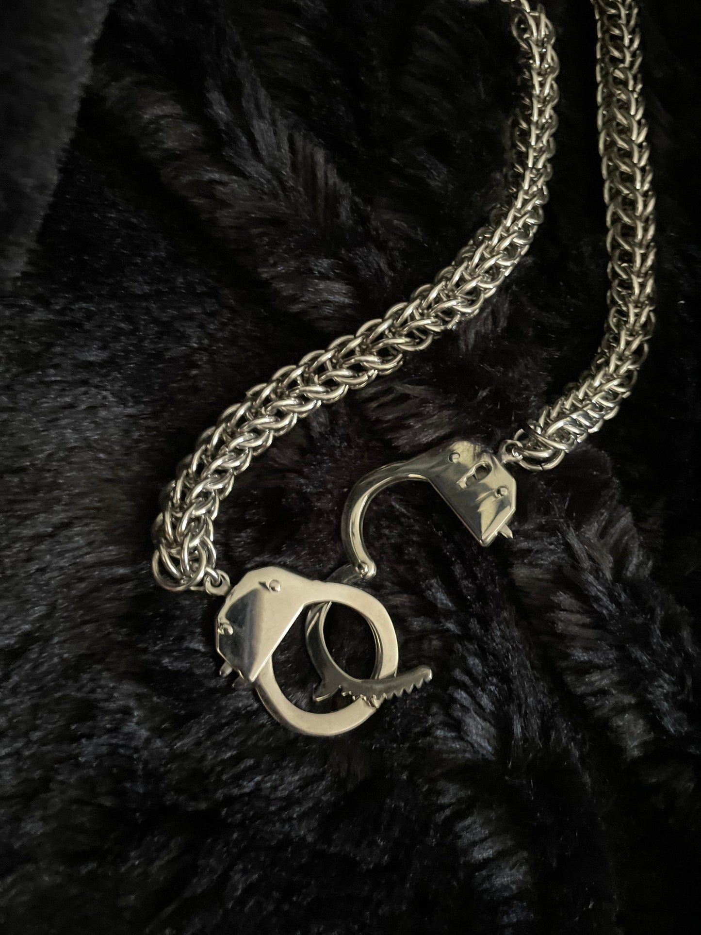 Chainmaille handcuff necklace