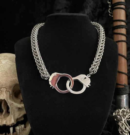 Chainmaille handcuff necklace