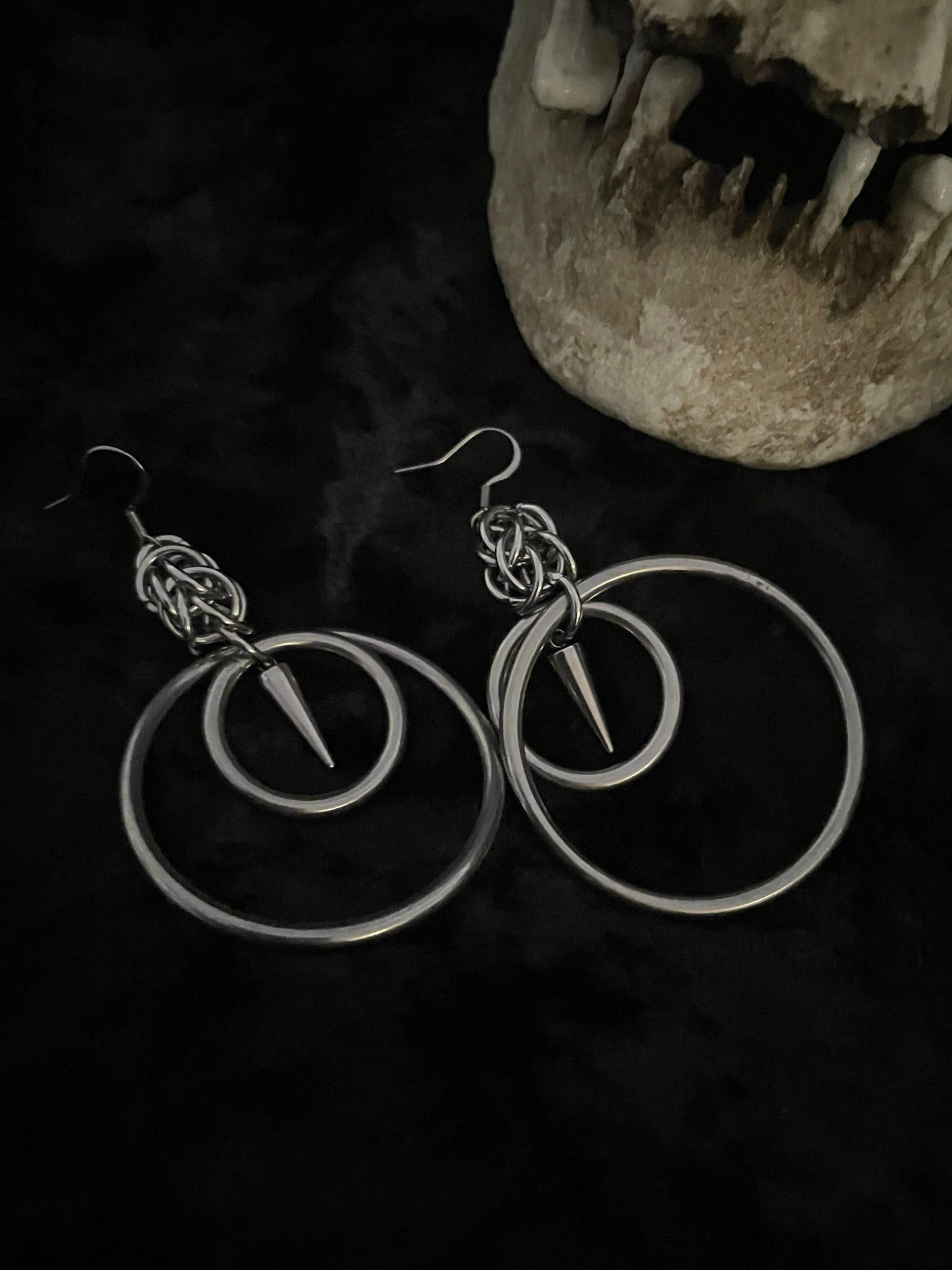 Chainmail spike earrings