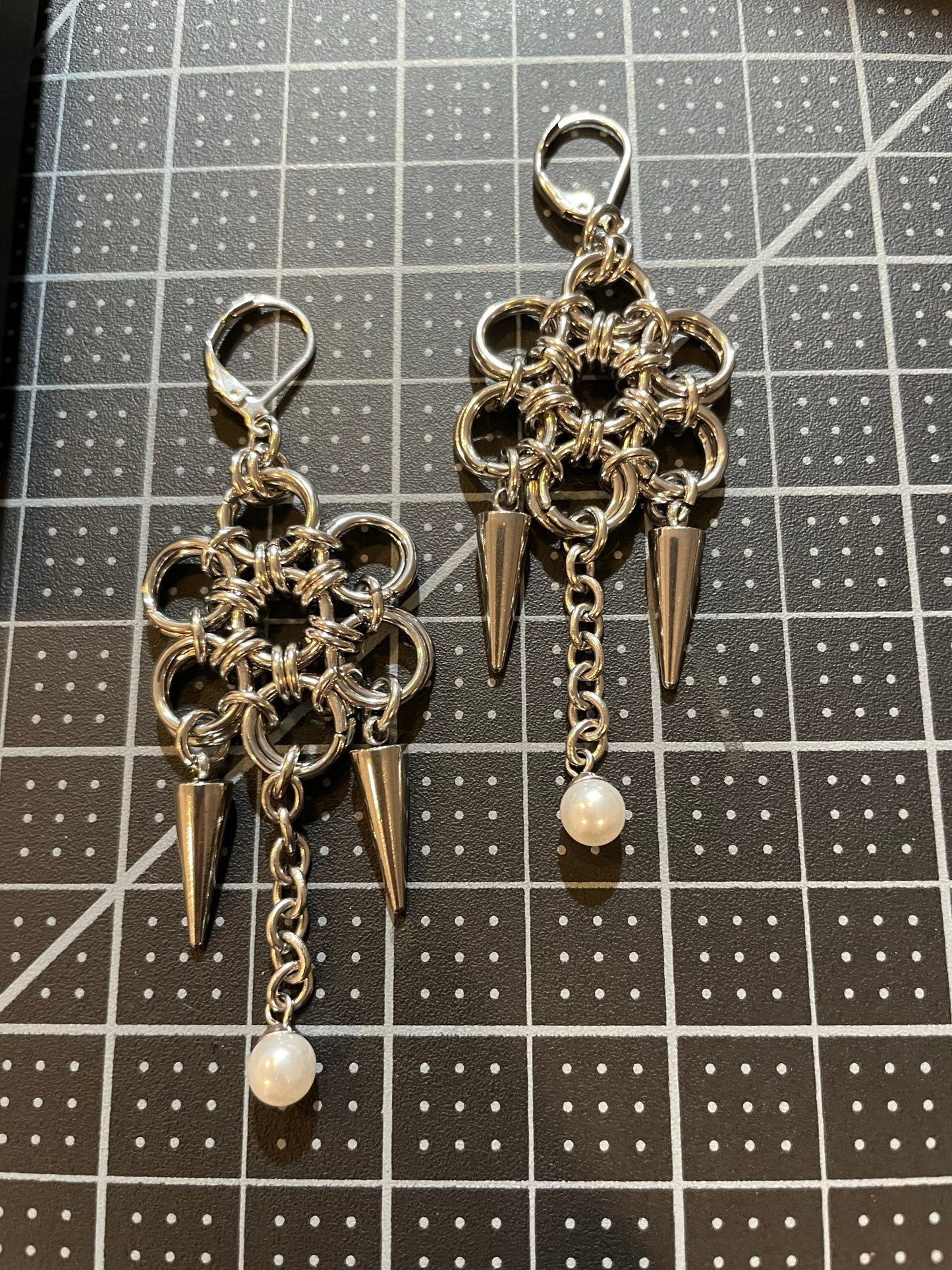 Chainmail flower earrings