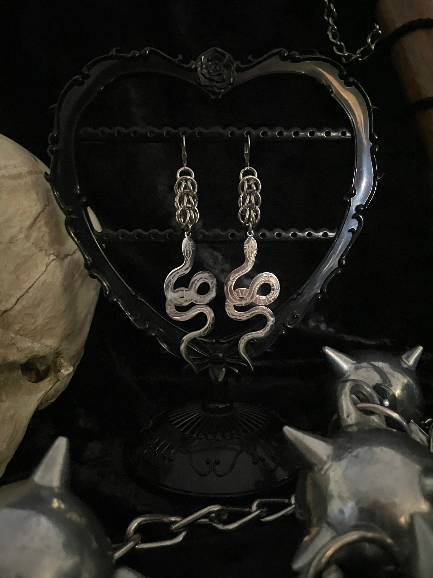 Snake chainmaille earrings