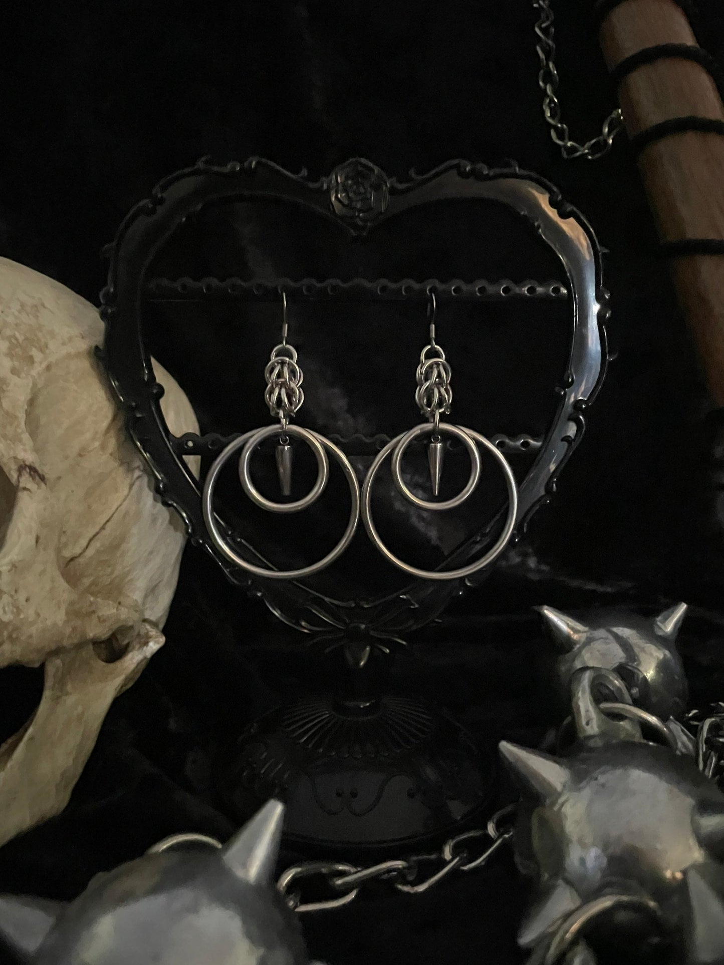 Chainmail spike earrings