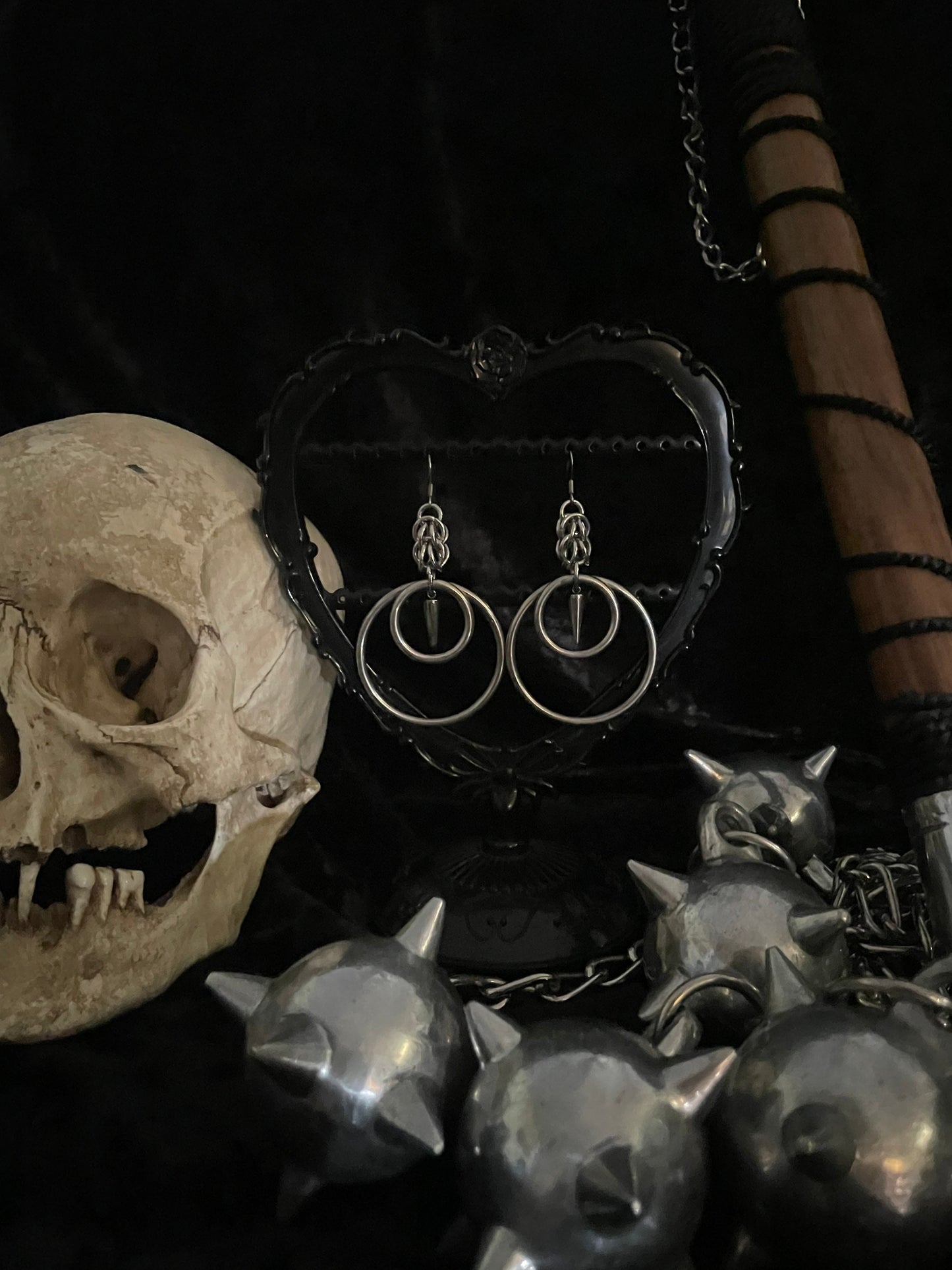 Chainmail spike earrings