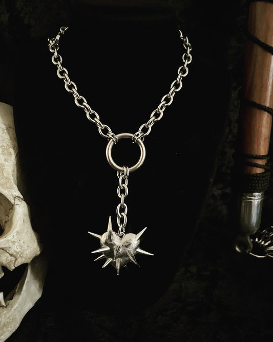 Spikey Heart flail necklace