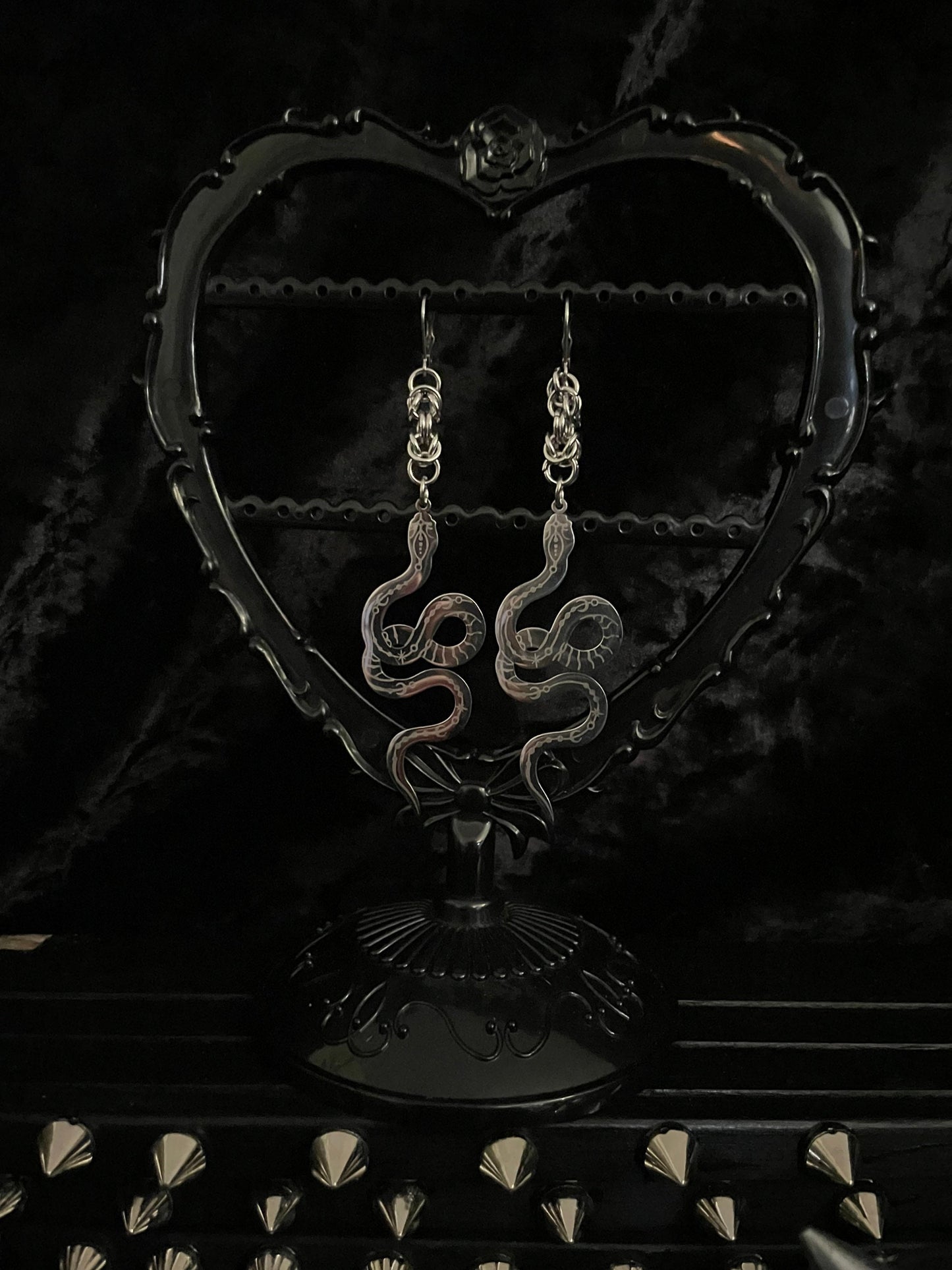 Snake chainmaille earrings
