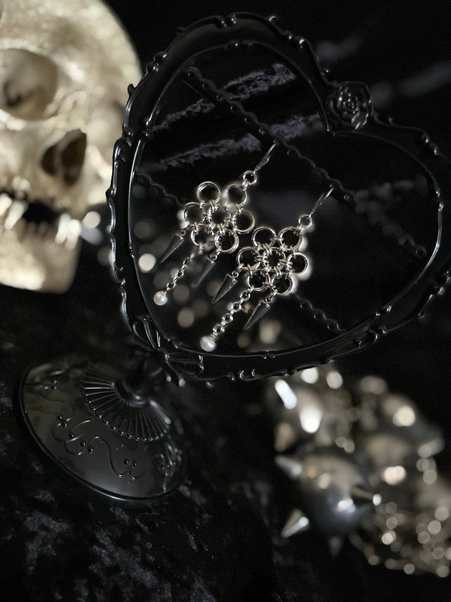 Chainmail flower earrings