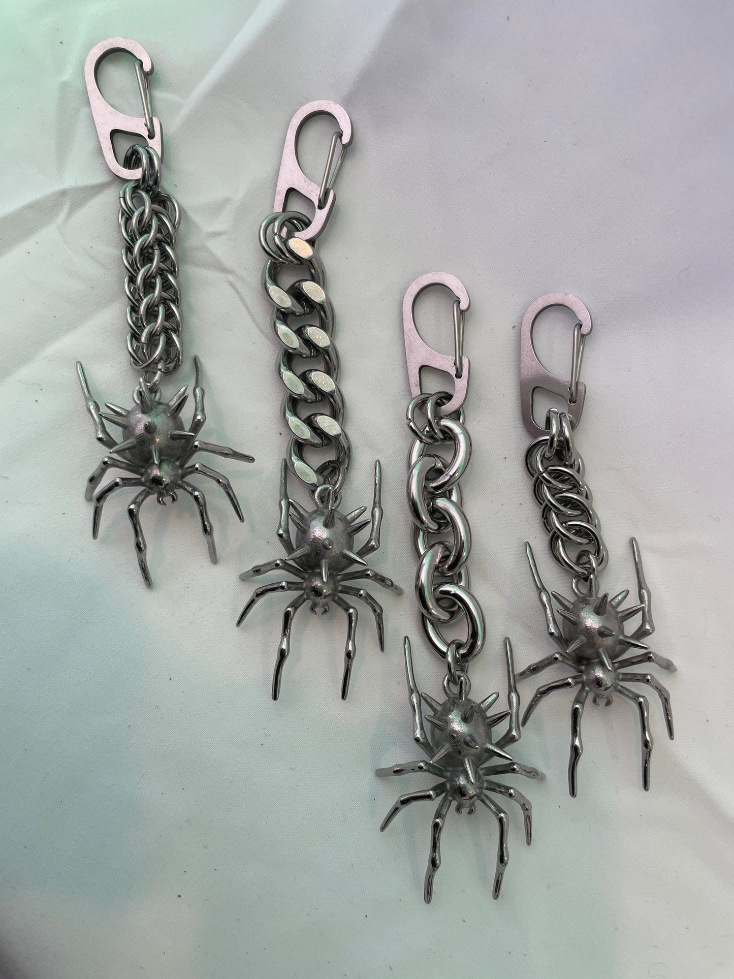 Spiked spider keychains