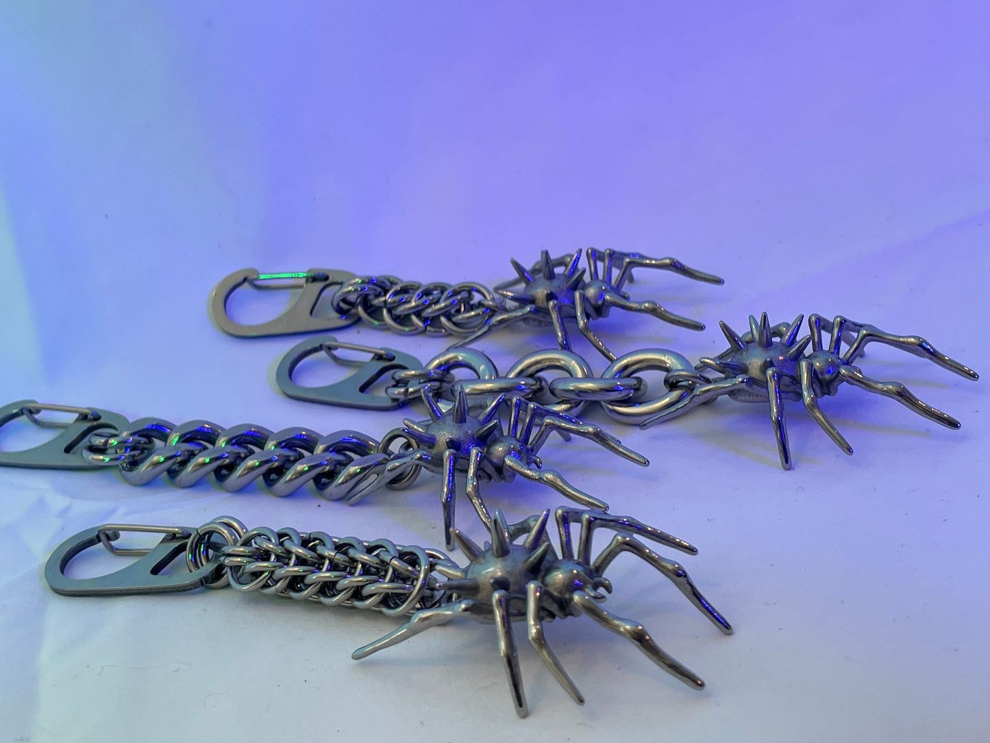 Spiked spider keychains