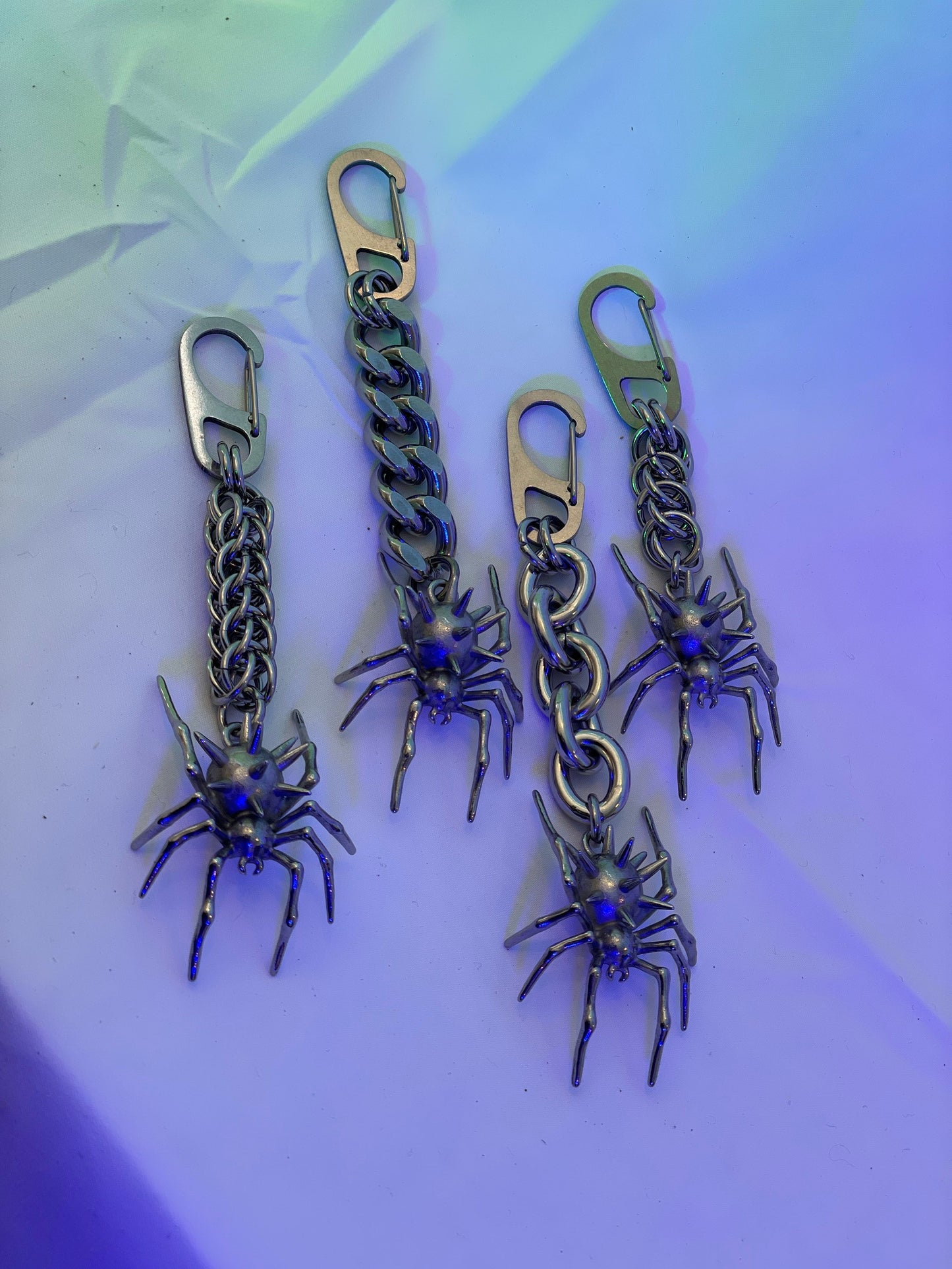Spiked spider keychains