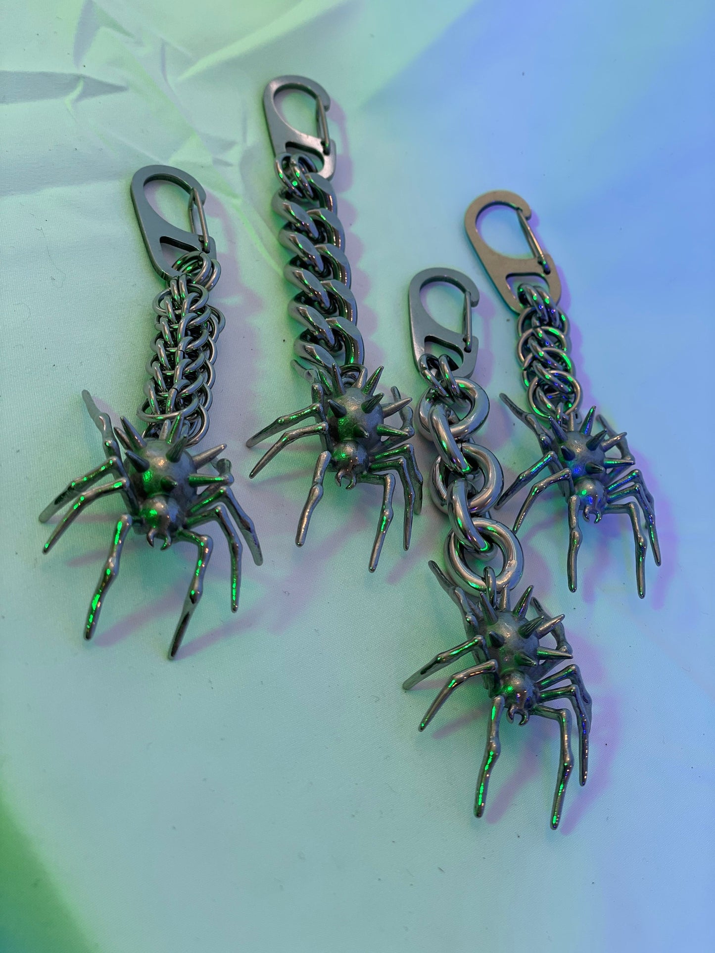 Spiked spider keychains