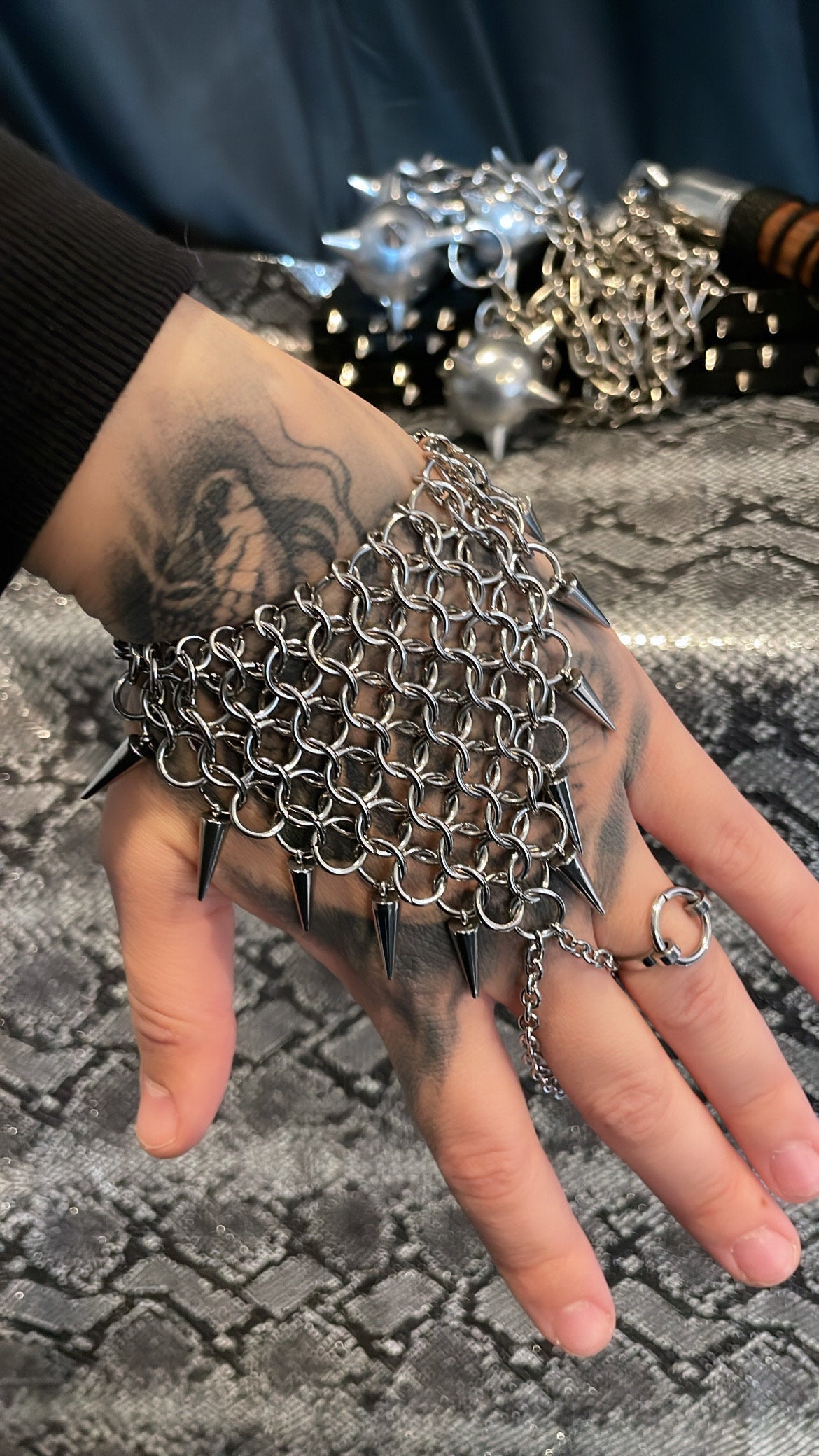 Bandana spiked chainmail bracelet