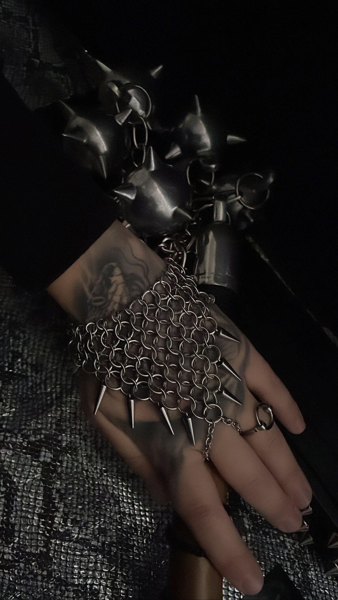 Bandana spiked chainmail bracelet