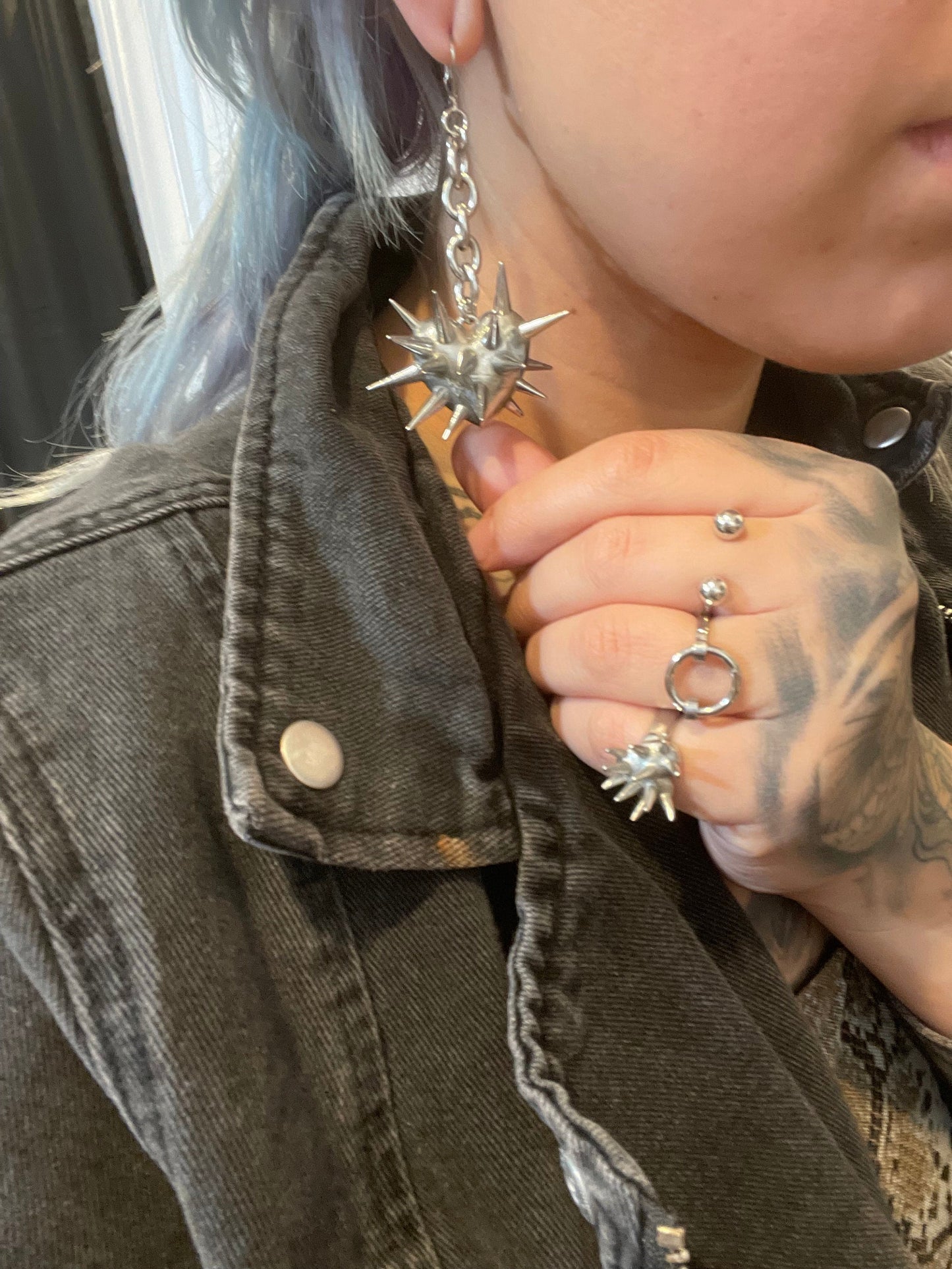 Heart flail, morning star earrings