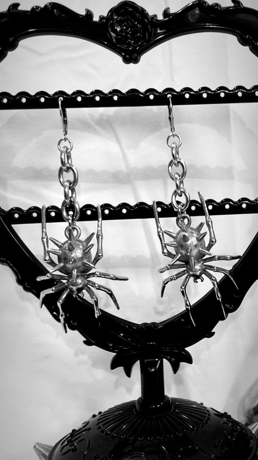 Spiked spider earrings
