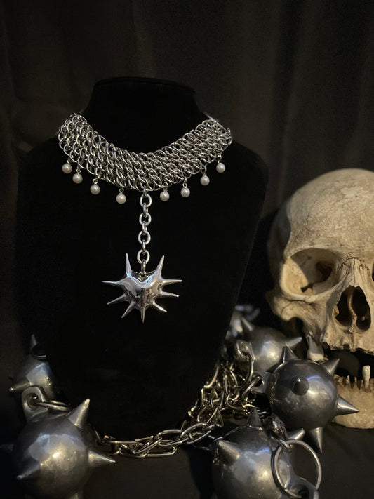 Spiked heart choker