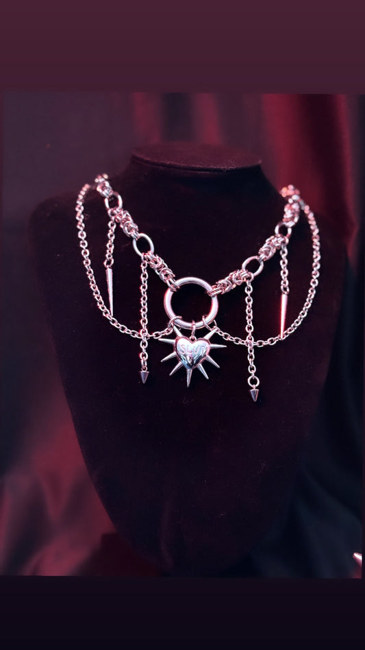 Reversible slut/whore Chainmail heart chain