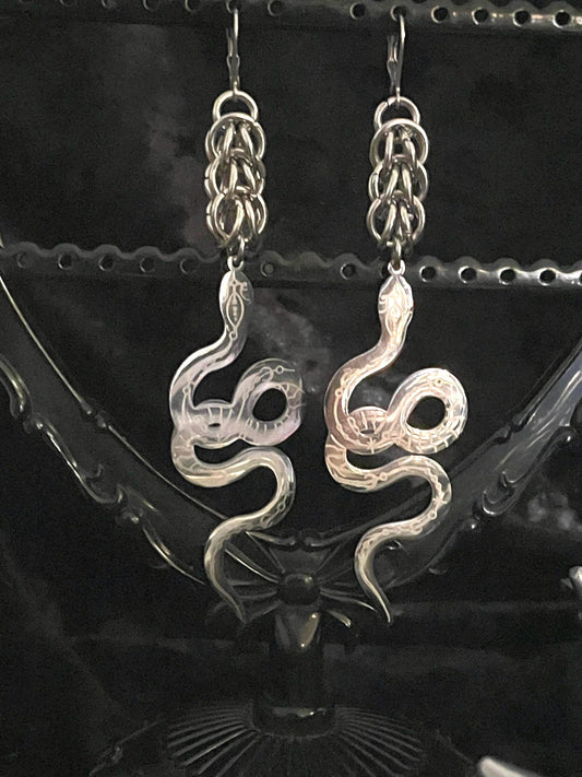 Snake chainmaille earrings
