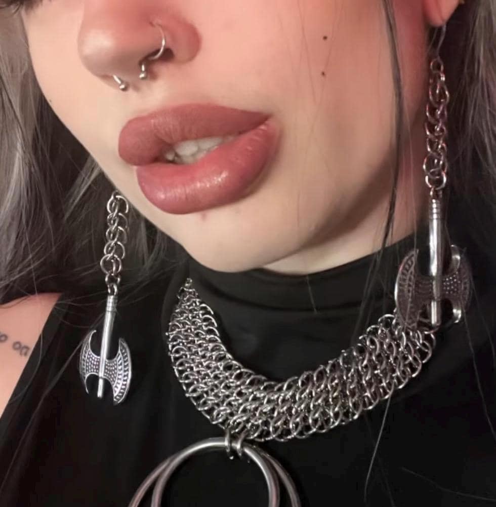 Battle Axe, Medieval Chainmaille axe earrings