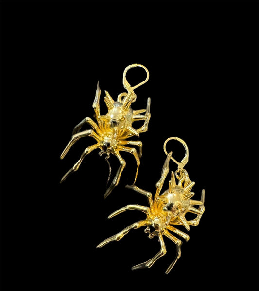 Gold Spiked spider earrings