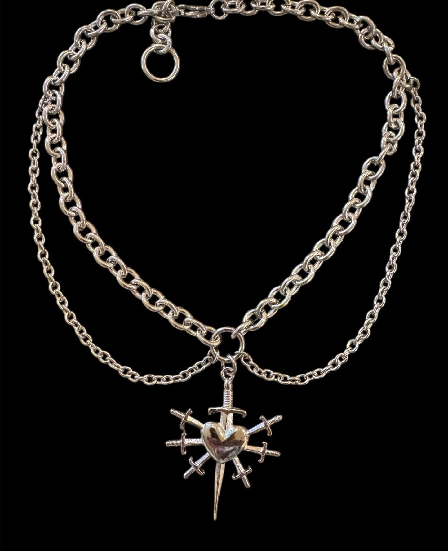 Heart dagger drop chain