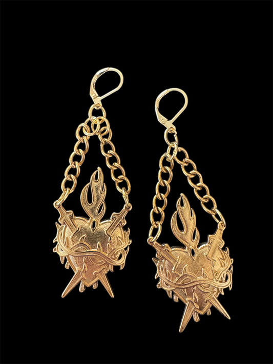 Gold Sacred heart earrings