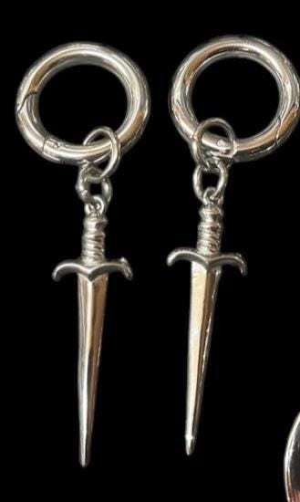 Ear weights, Medieval Skulls, battle axe, dagger, cross, flails