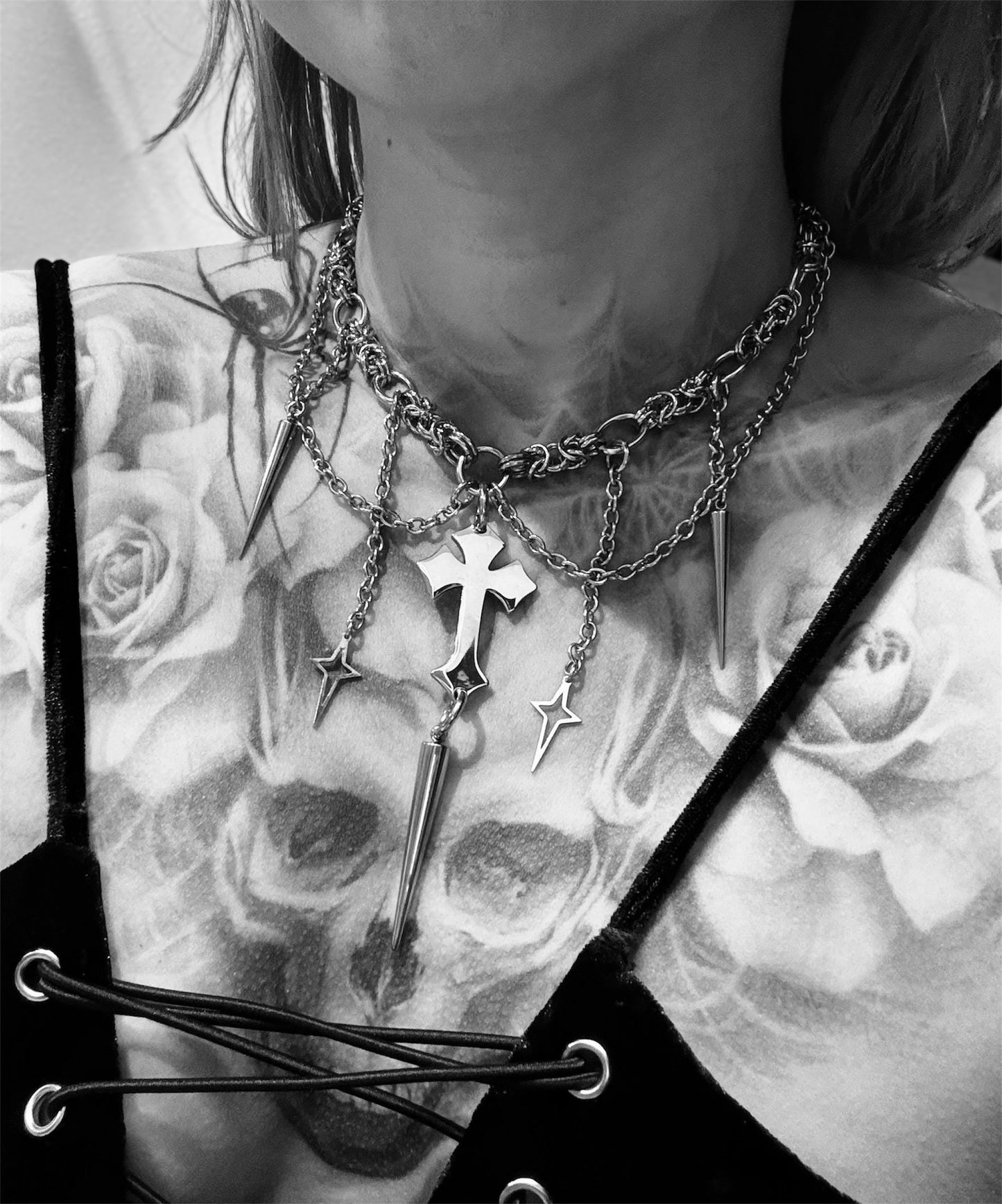 Spiked cross Medieval bizantine chain