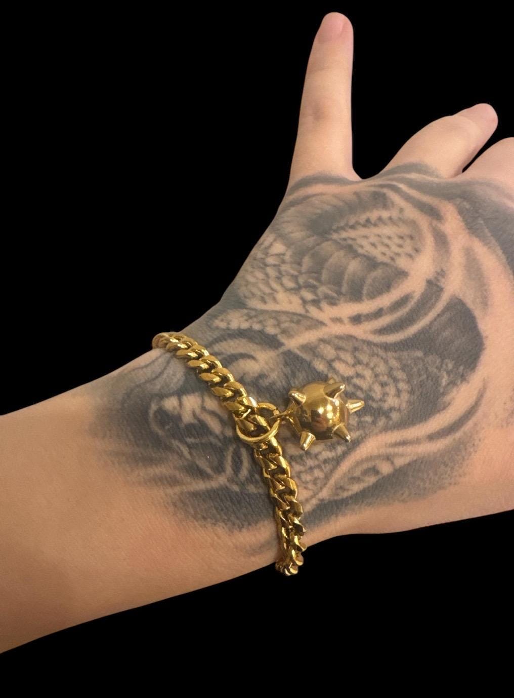Gold Flail/ Mace Bracelet Cuban link