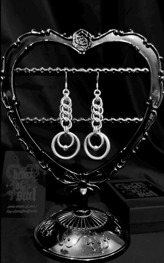 Chainmaille earrings, o-ring, captive ring, half Persian earrings