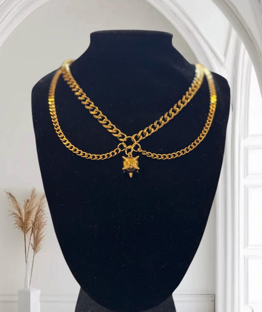 Gold flail drop chain