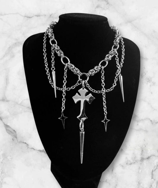 Spiked cross Medieval bizantine chain