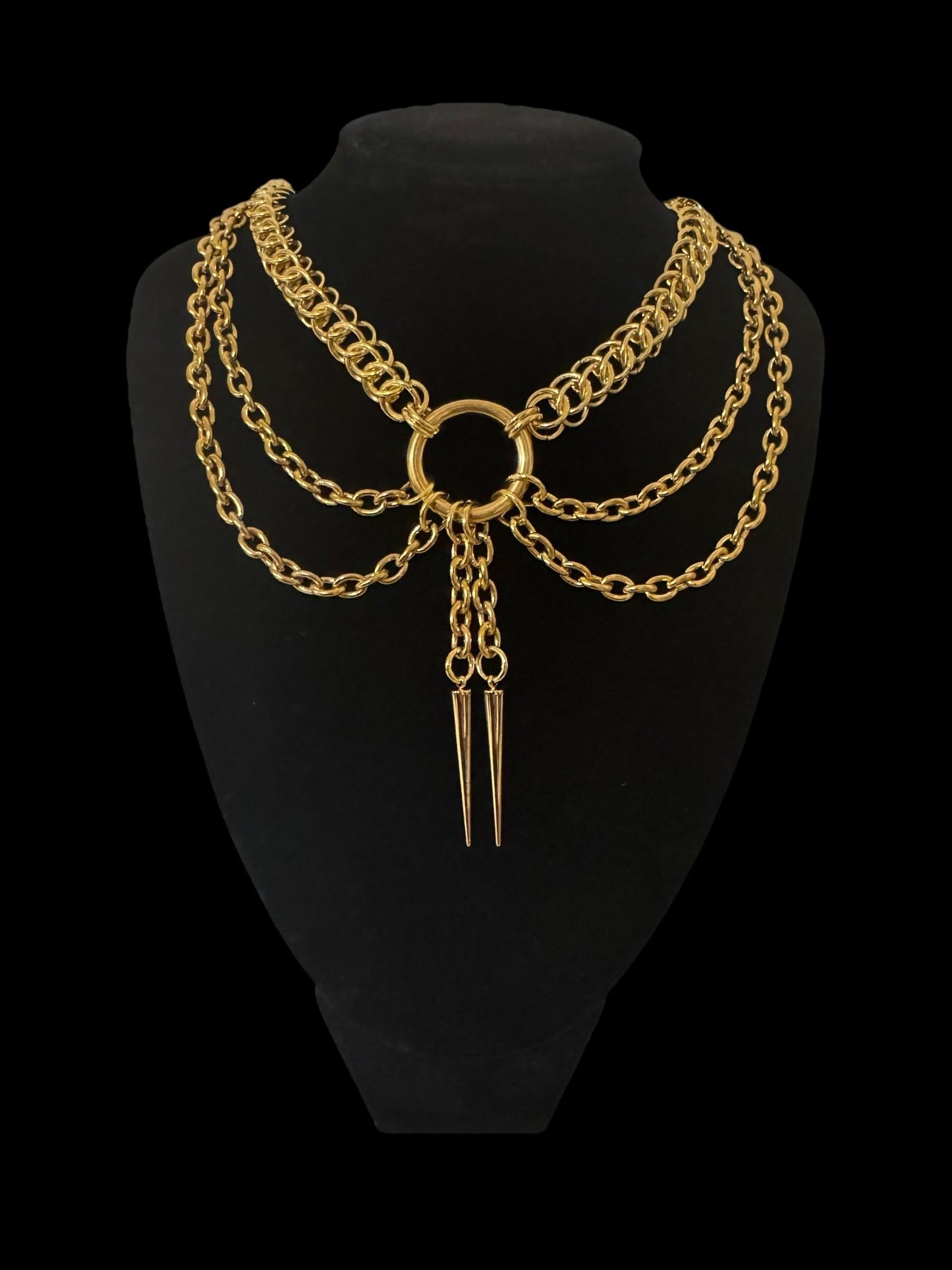 Gold Spiked bolo choker