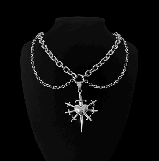 Heart dagger drop chain