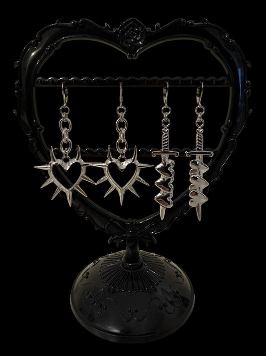 Spikey hearts & Dagger earrings