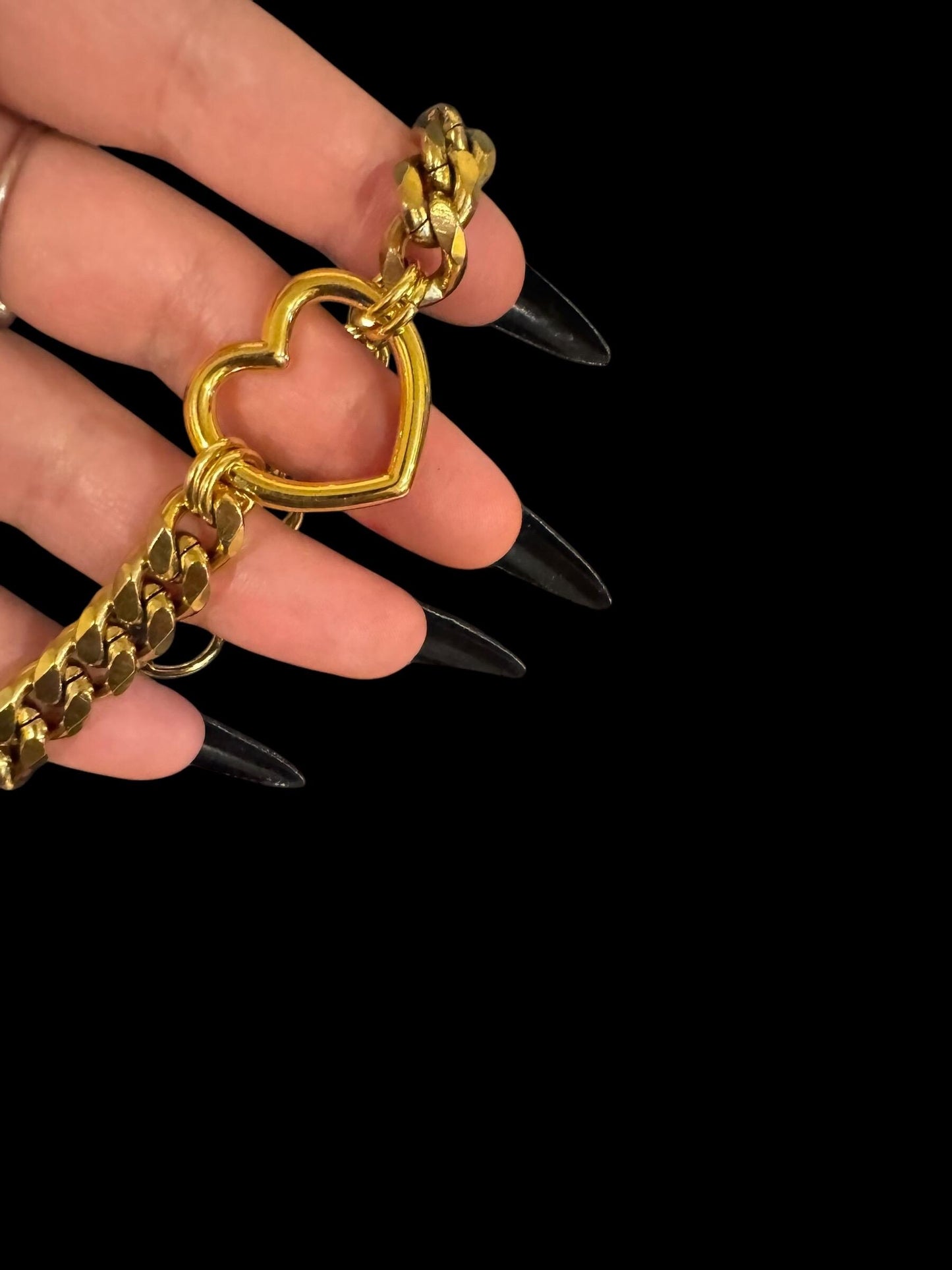 Gold Chunky stainless steel heart bracelets