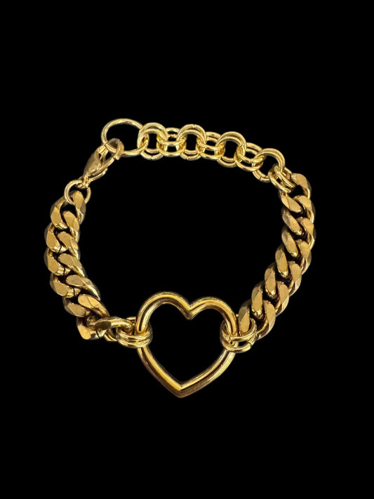 Gold Chunky stainless steel heart bracelets