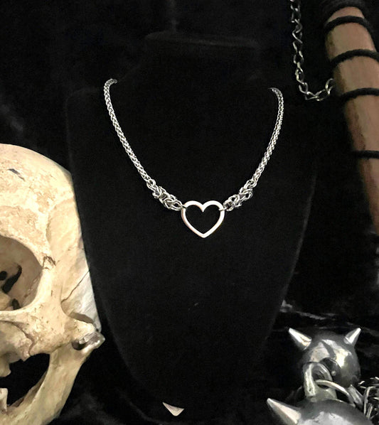 Chainmail heart necklace