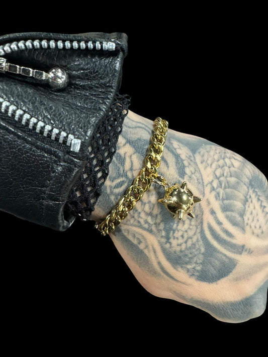 Gold Flail/ Mace Bracelet Cuban link