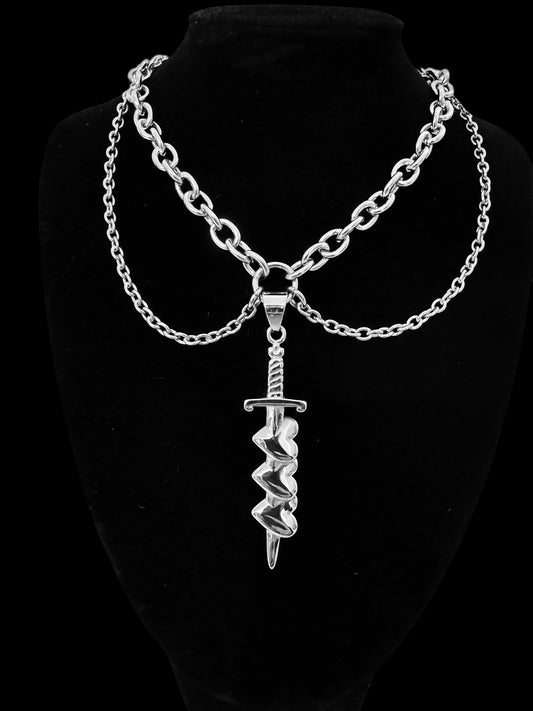 Triple Heart dagger chain