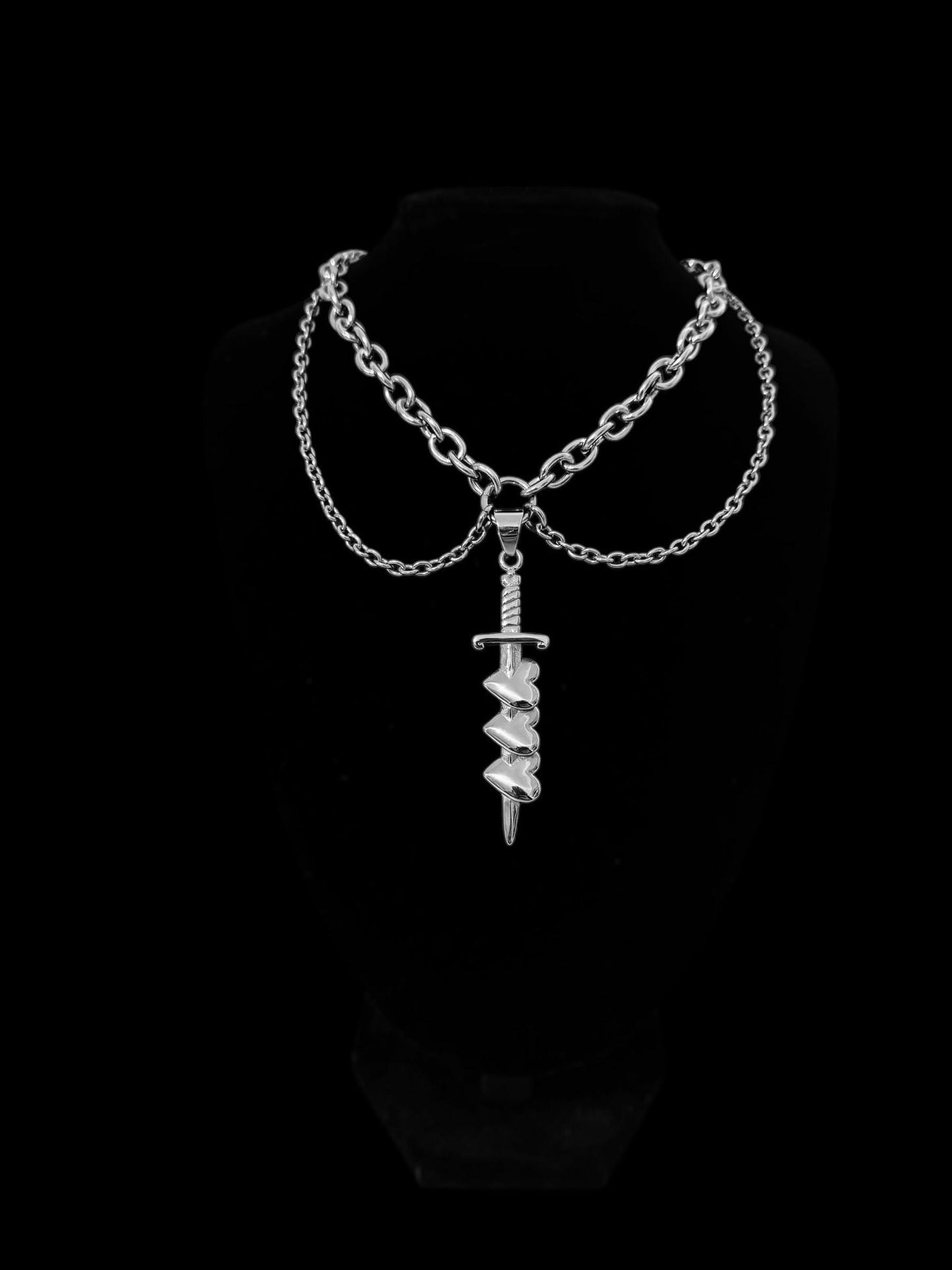 Triple Heart dagger chain