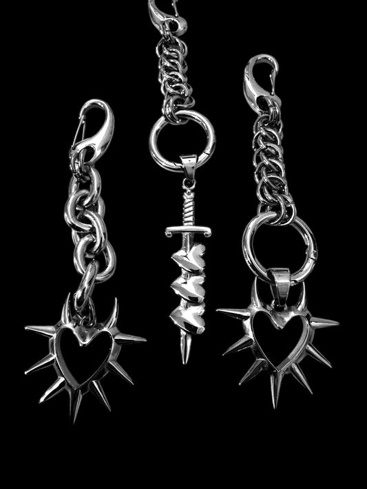 Spikey Heart/ dagger keychain