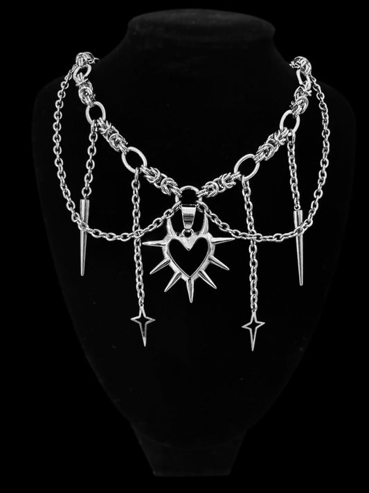 Spikey Chainmail heart chain